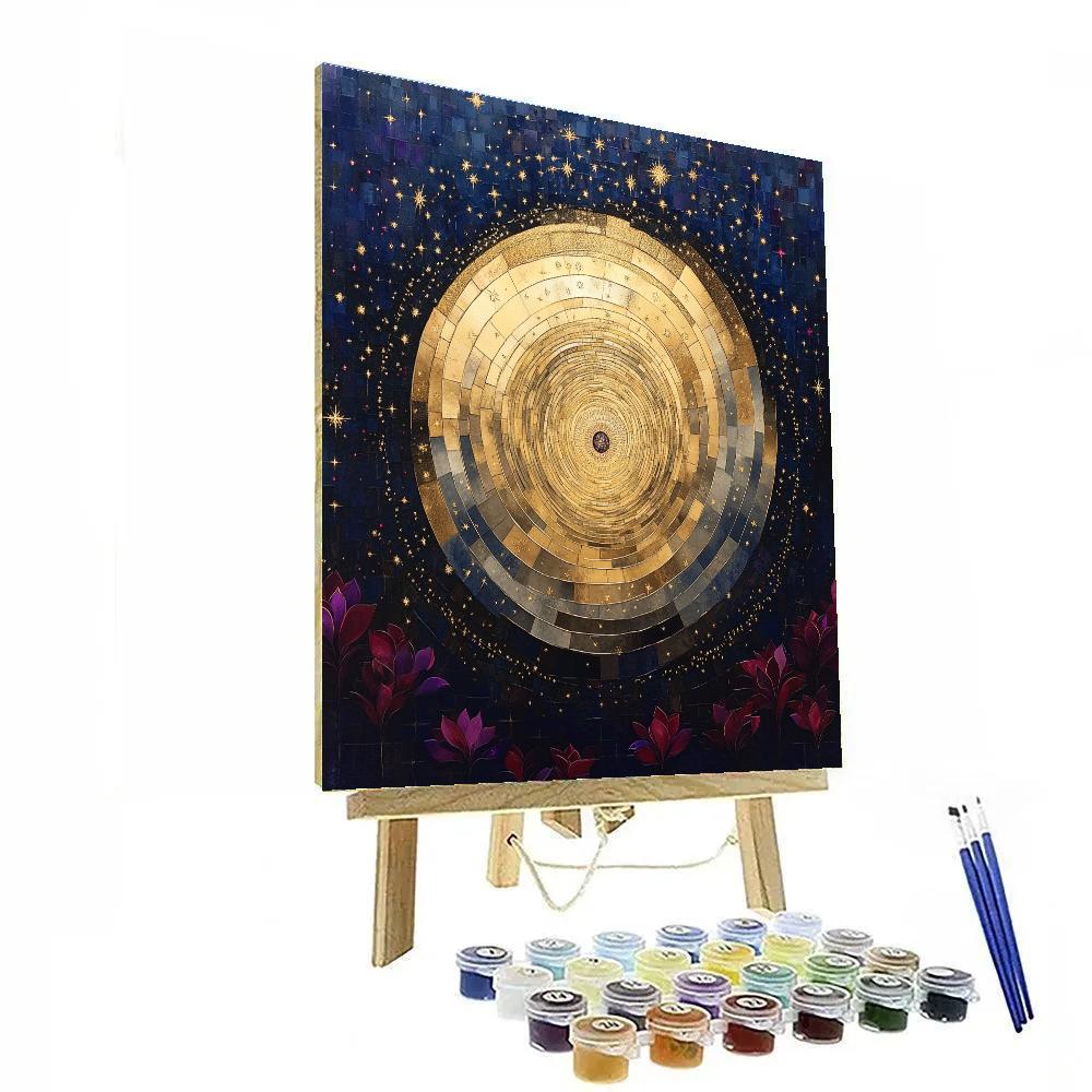 Gustav Klimt Inspired Aureate Spiral Nebula Tapestry Number painting