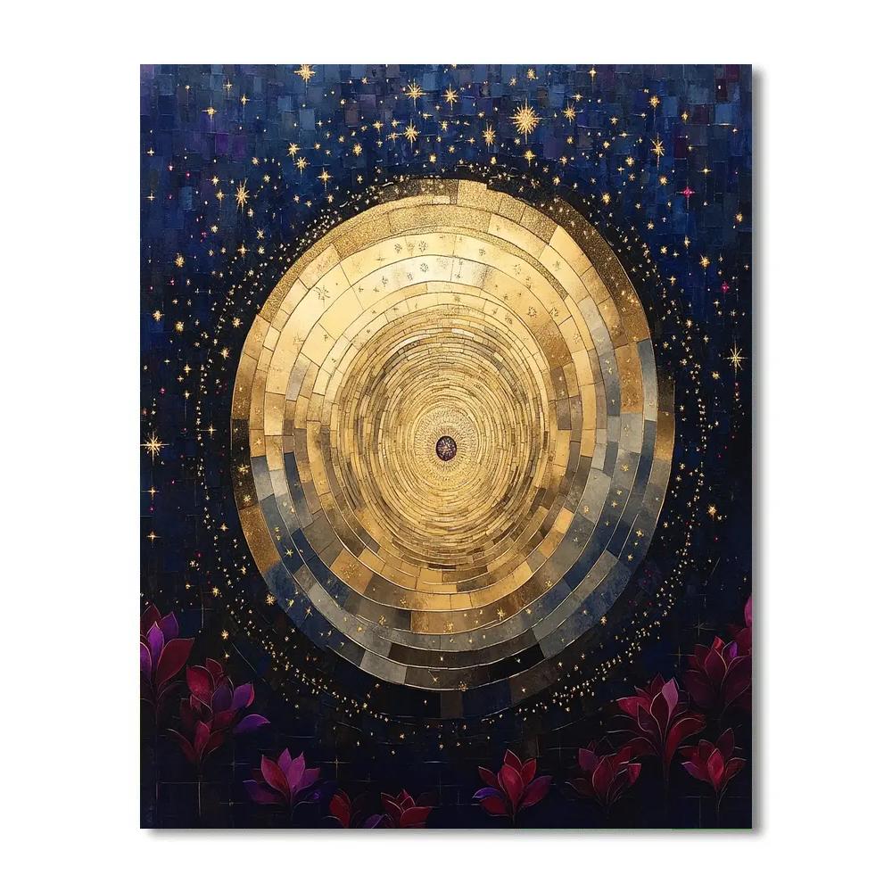 Gustav Klimt Inspired Aureate Spiral Nebula Tapestry Number painting
