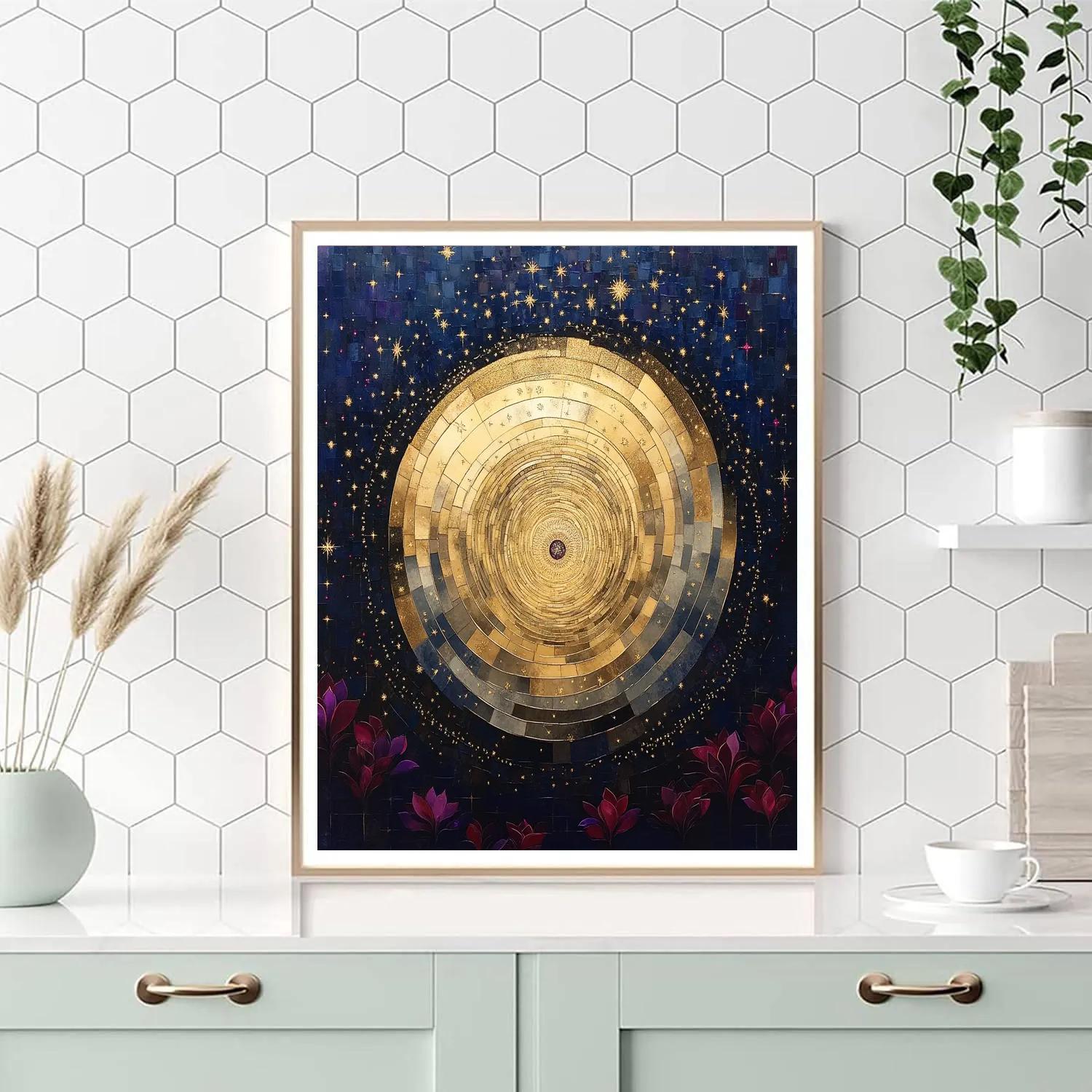 Gustav Klimt Inspired Aureate Spiral Nebula Tapestry Number painting