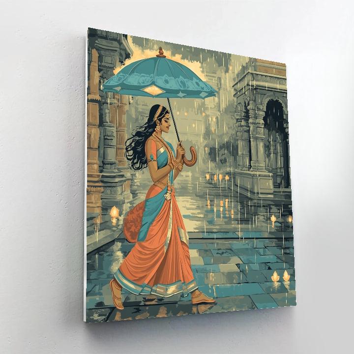 Parvati Rain Festival Under Lotus Umbrella Paint by numbers art