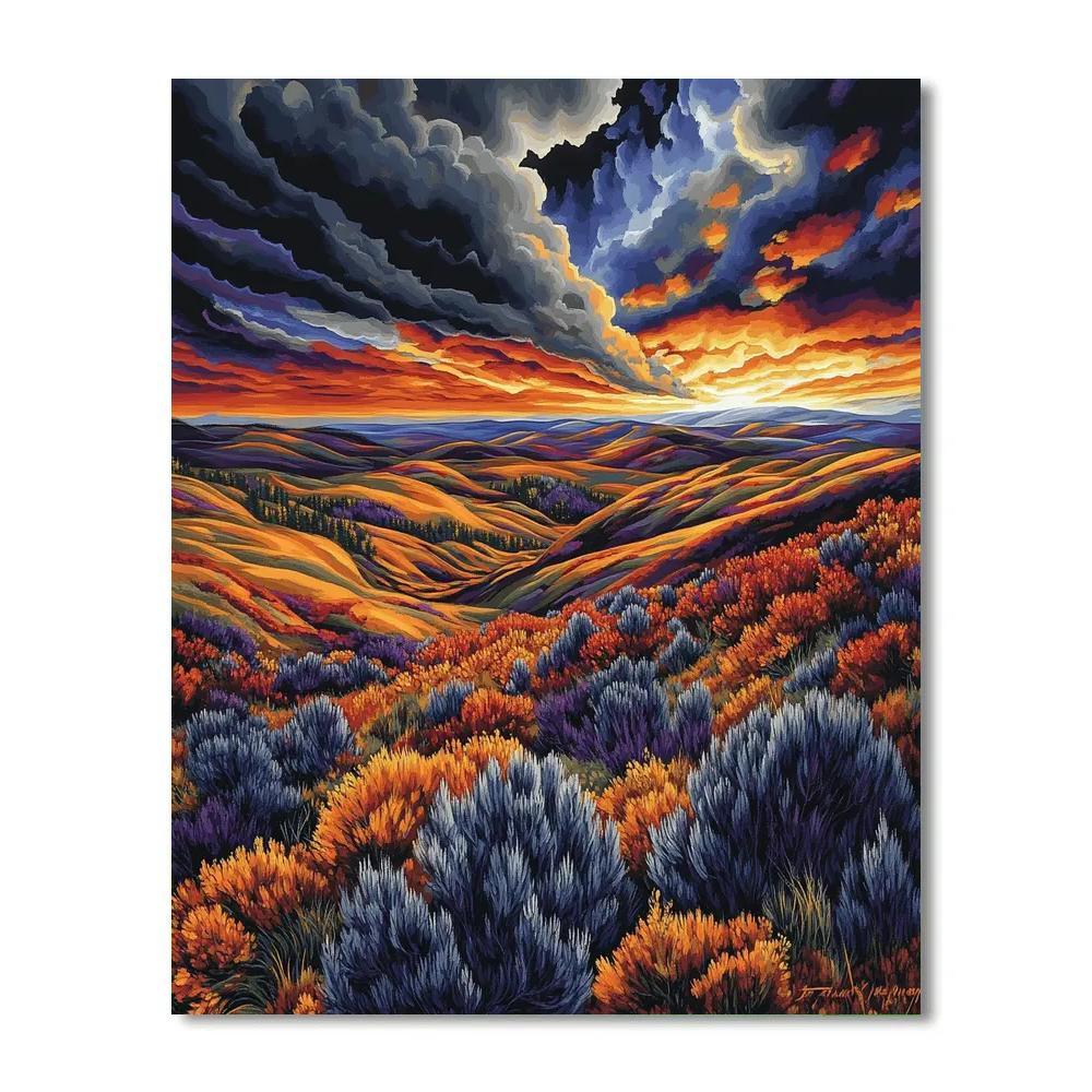 Frederick Varley Inspired Stormlit Autumn Escarpment Paint by numbers kits