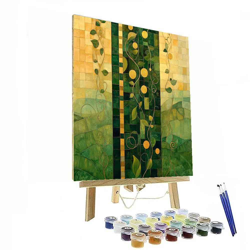 Gustav Klimt Inspired Emerald Resonance Of Seasonal Patterns Numbered painting kits