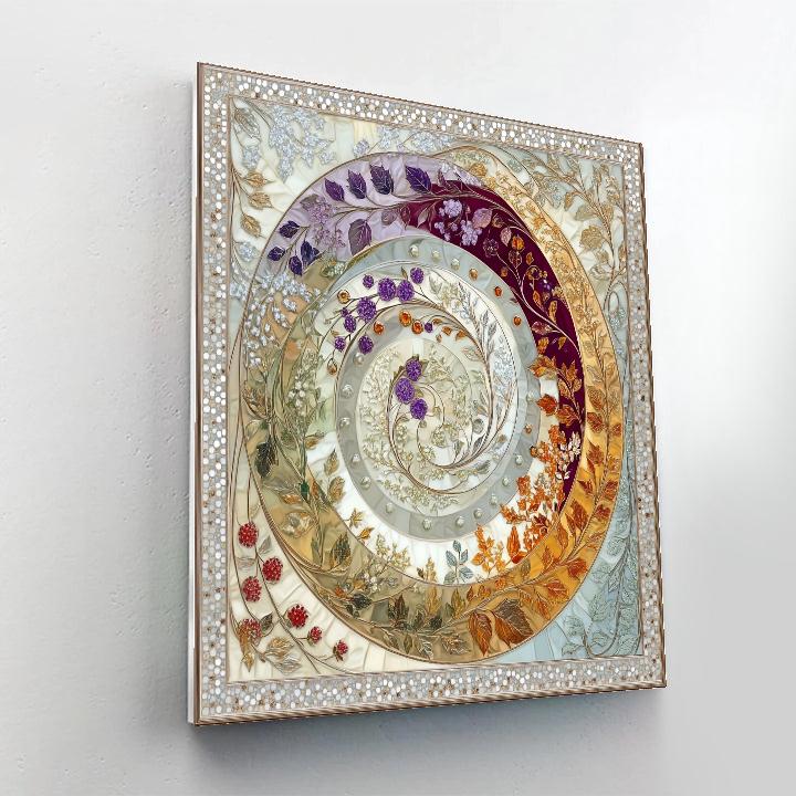 Alphonse Mucha Inspired Chrono Seasons Spiral Tapestry Paint by numbers art