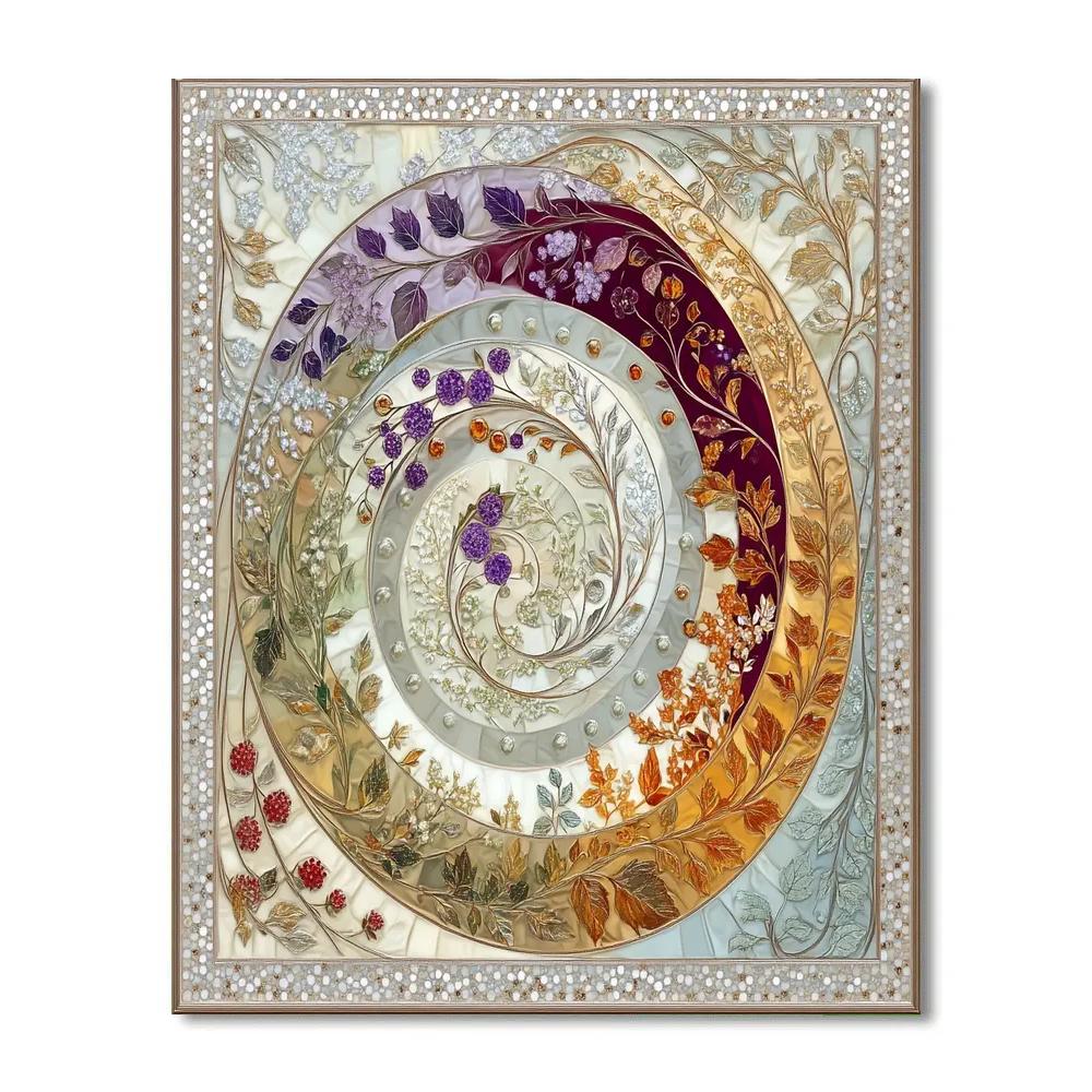 Alphonse Mucha Inspired Chrono Seasons Spiral Tapestry Paint by numbers art