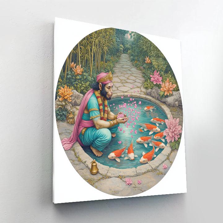 Hanuman Garden Koi Blessing paint by number