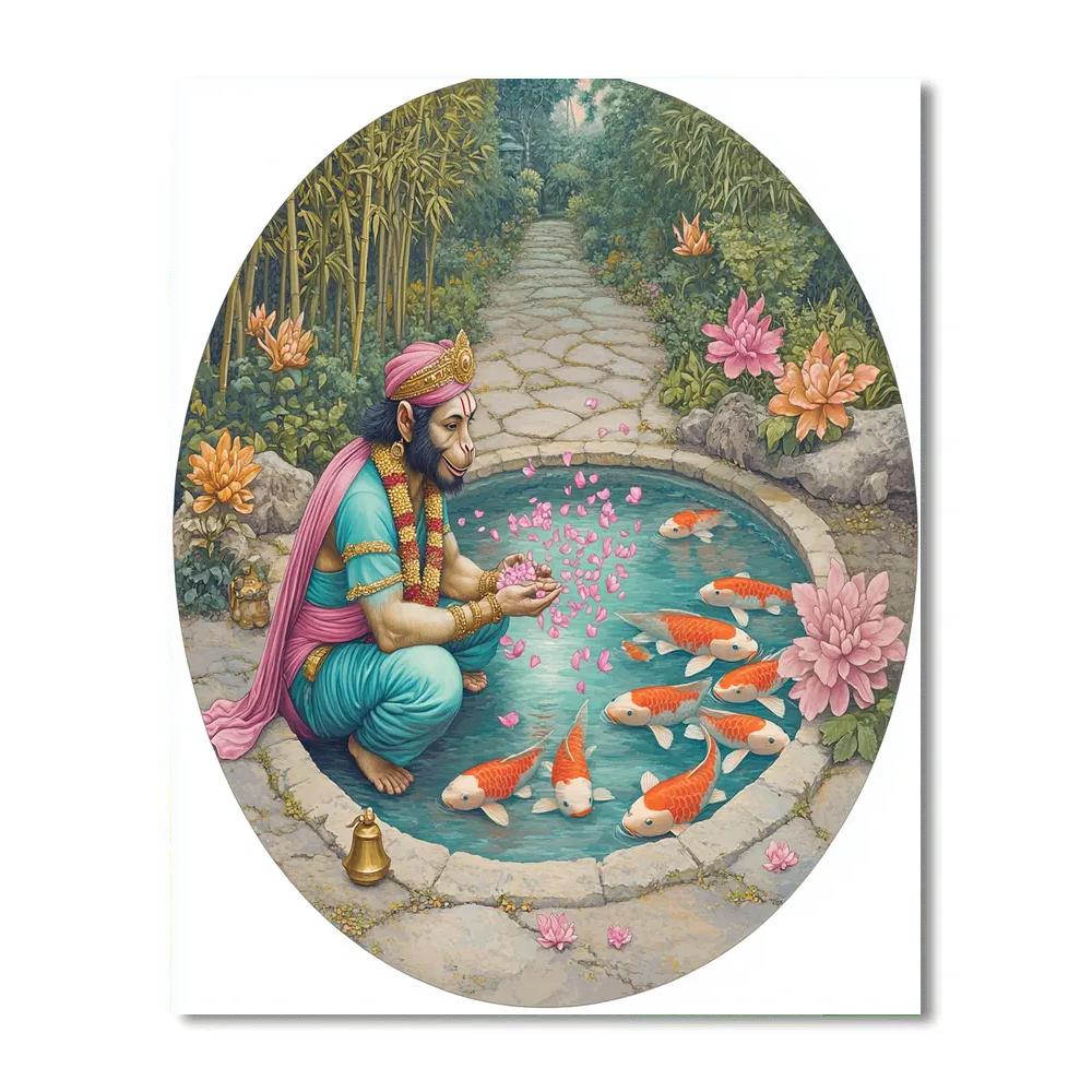 Hanuman Garden Koi Blessing paint by number