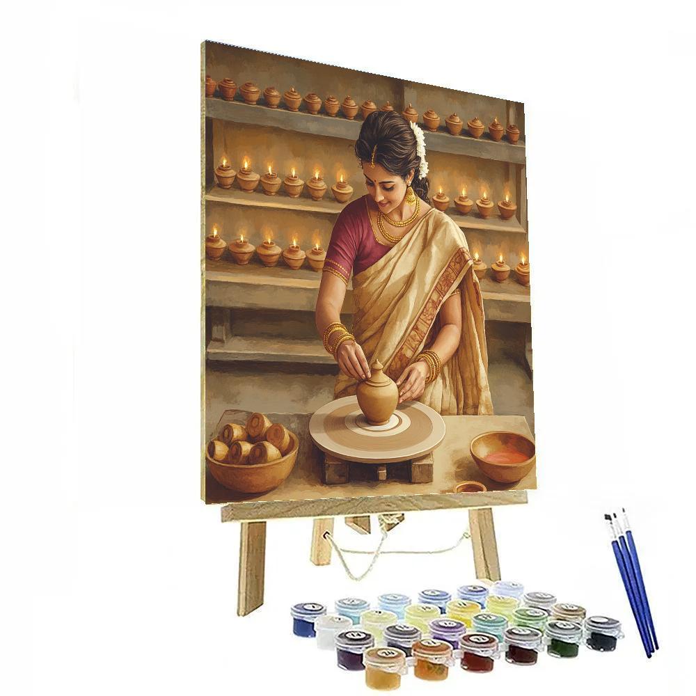 Parvati Artisan Of Sacred Clay Lamps paint by color