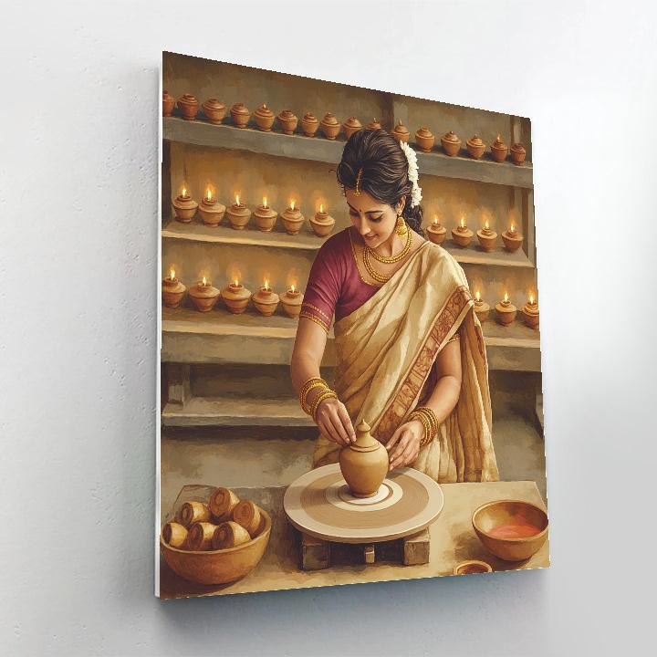 Parvati Artisan Of Sacred Clay Lamps paint by color