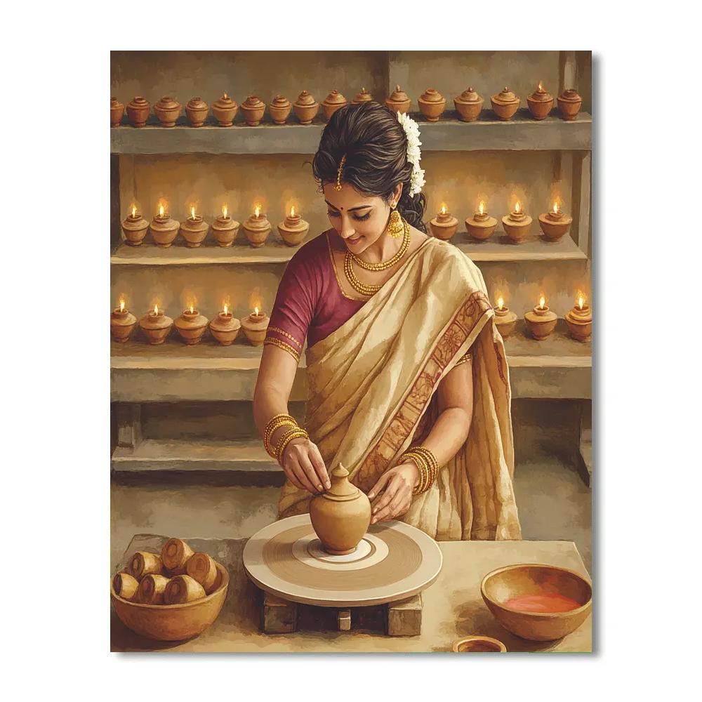 Parvati Artisan Of Sacred Clay Lamps paint by color