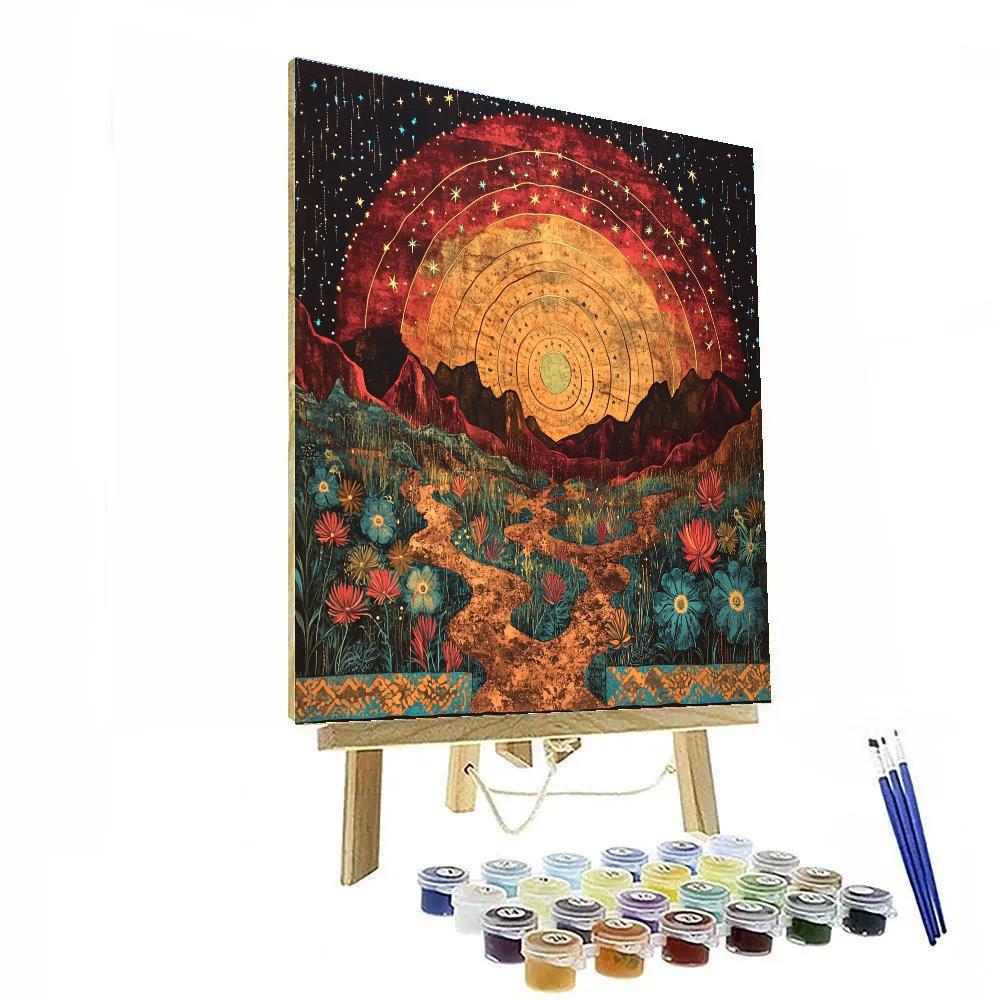 Frida Kahlo Inspired Ancestral Volcano Constellation Tapestry paint by number