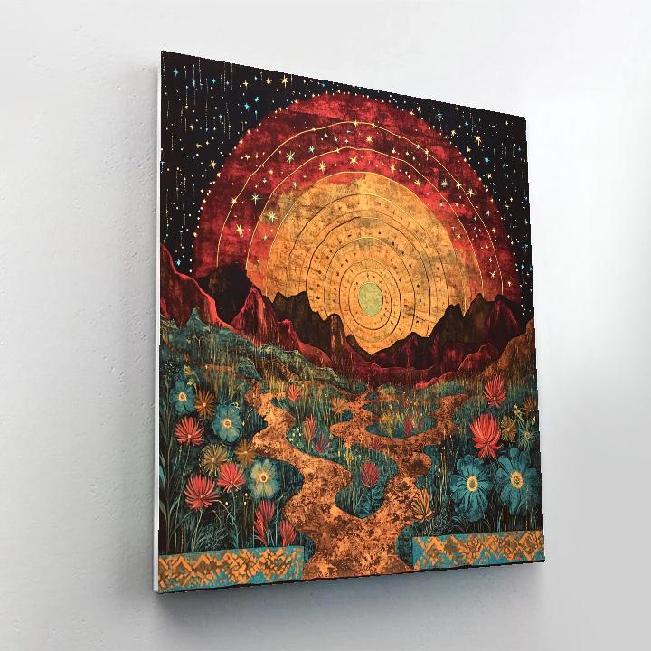 Frida Kahlo Inspired Ancestral Volcano Constellation Tapestry paint by number