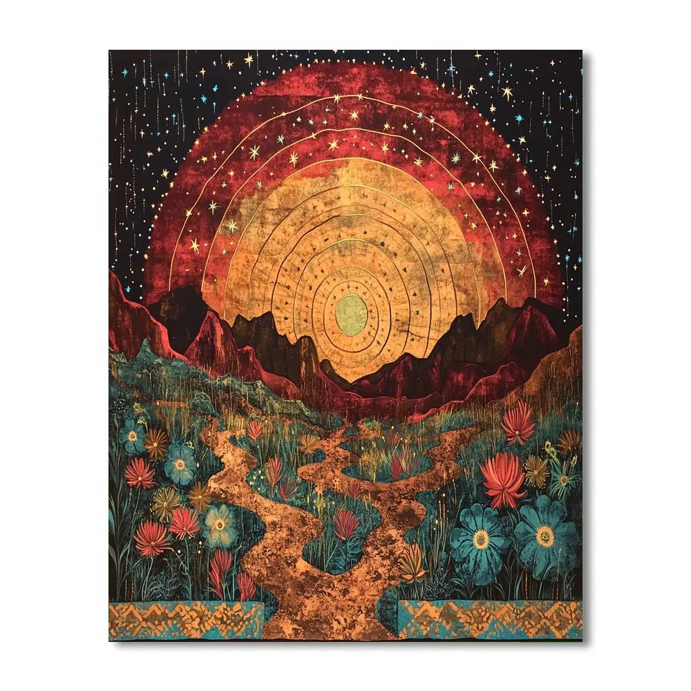 Frida Kahlo Inspired Ancestral Volcano Constellation Tapestry paint by number