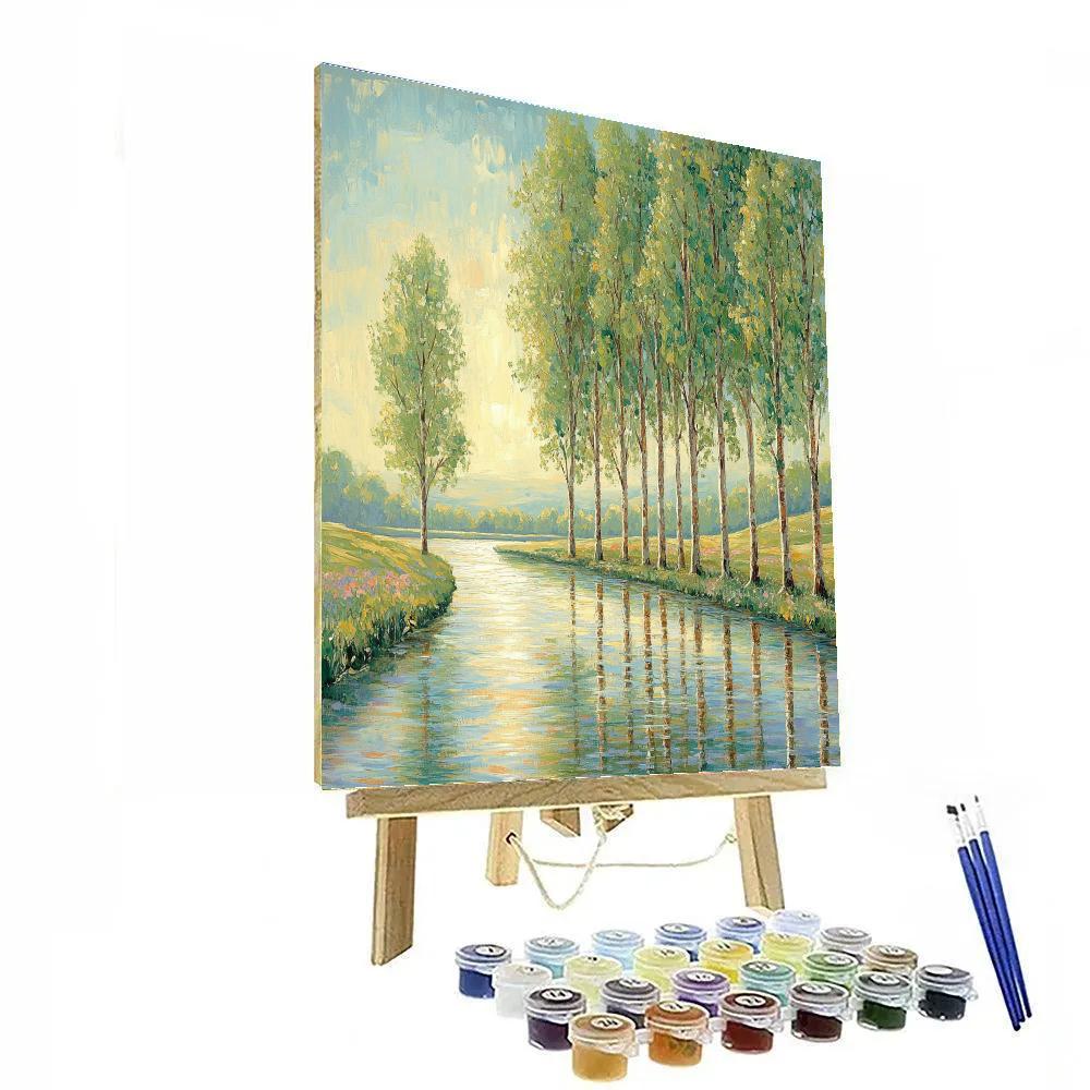 Claude Monet Inspired Poplar Riverbank In Spring Haze Paint by numbers kits