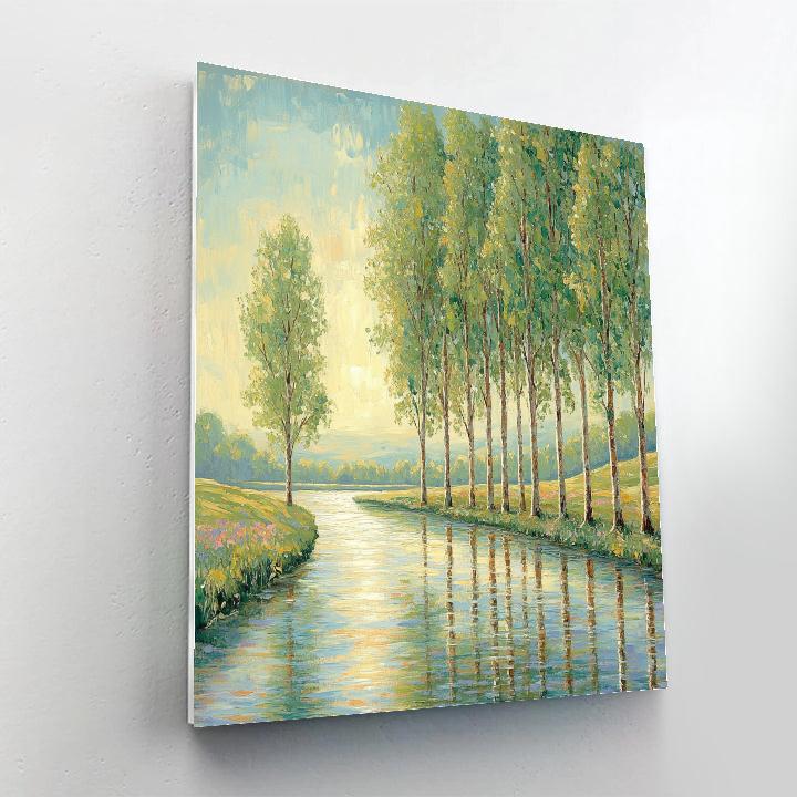 Claude Monet Inspired Poplar Riverbank In Spring Haze Paint by numbers kits