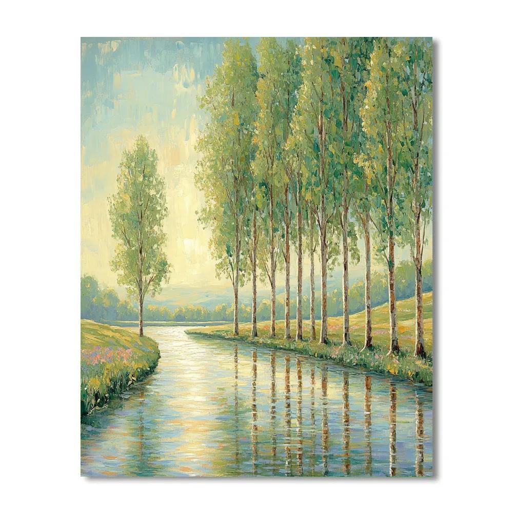 Claude Monet Inspired Poplar Riverbank In Spring Haze Paint by numbers kits