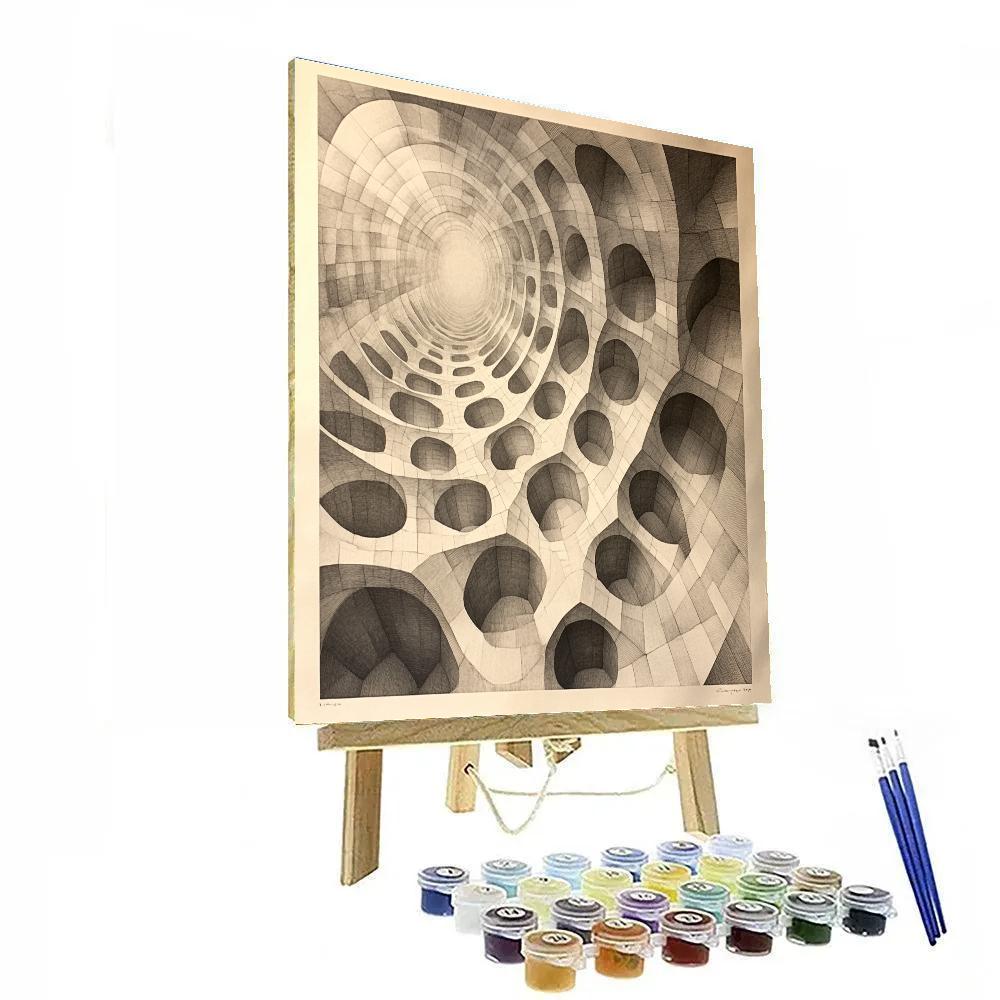 M.C. Escher Inspired Infinite Lattice Of Echoing Dimensions Number painting