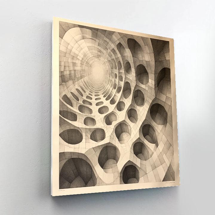 M.C. Escher Inspired Infinite Lattice Of Echoing Dimensions Number painting