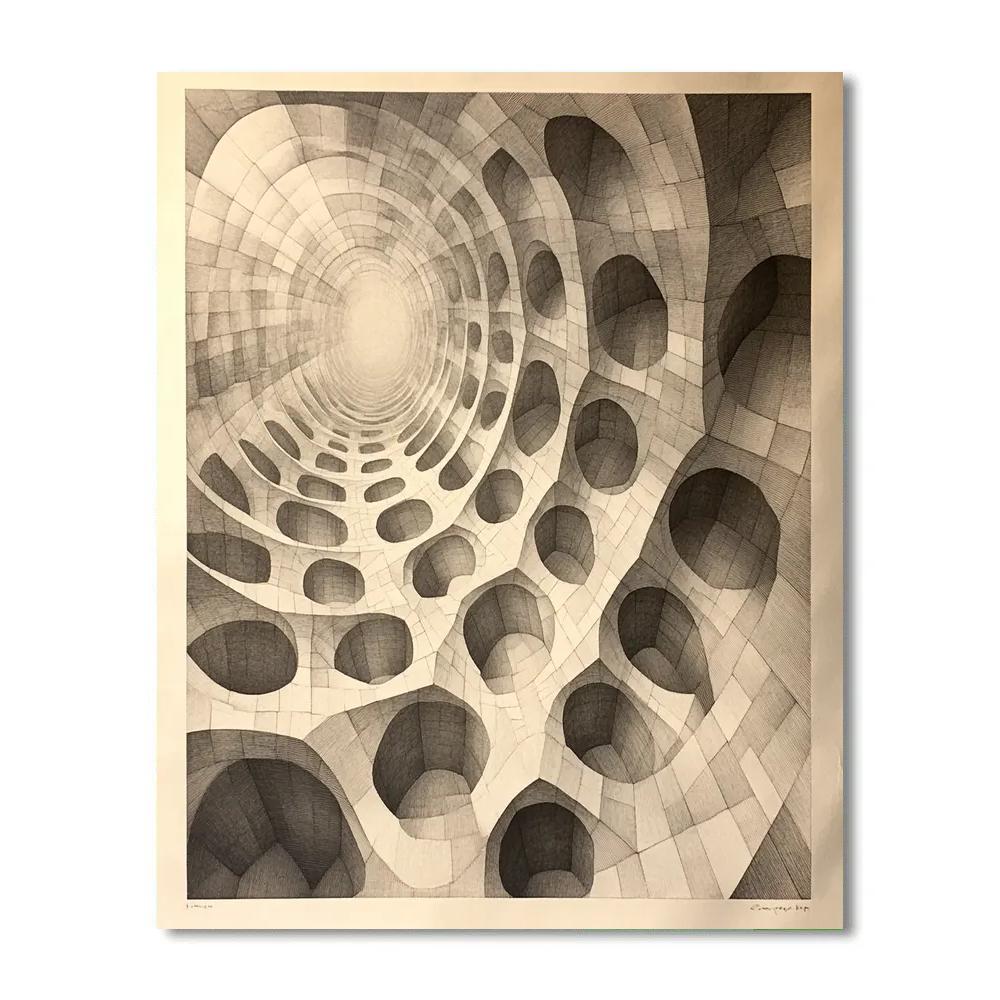 M.C. Escher Inspired Infinite Lattice Of Echoing Dimensions Number painting
