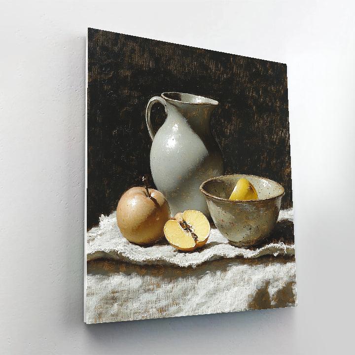 Diego Velázquez Inspired Silvery Bodegon Of Earthenware And Quince paint by numbers