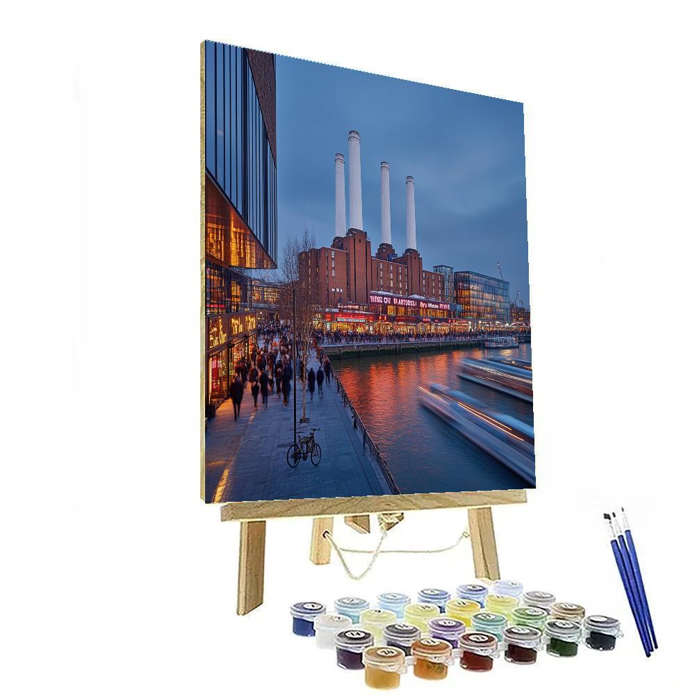 Battersea Power Station Riverfront Glow London United Kingdom DIY paint by numbers