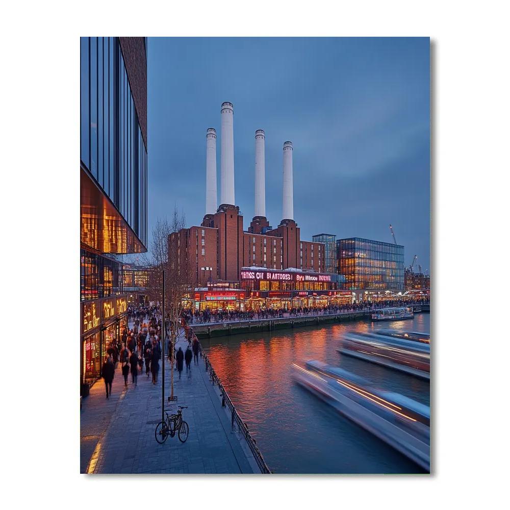Battersea Power Station Riverfront Glow London United Kingdom DIY paint by numbers
