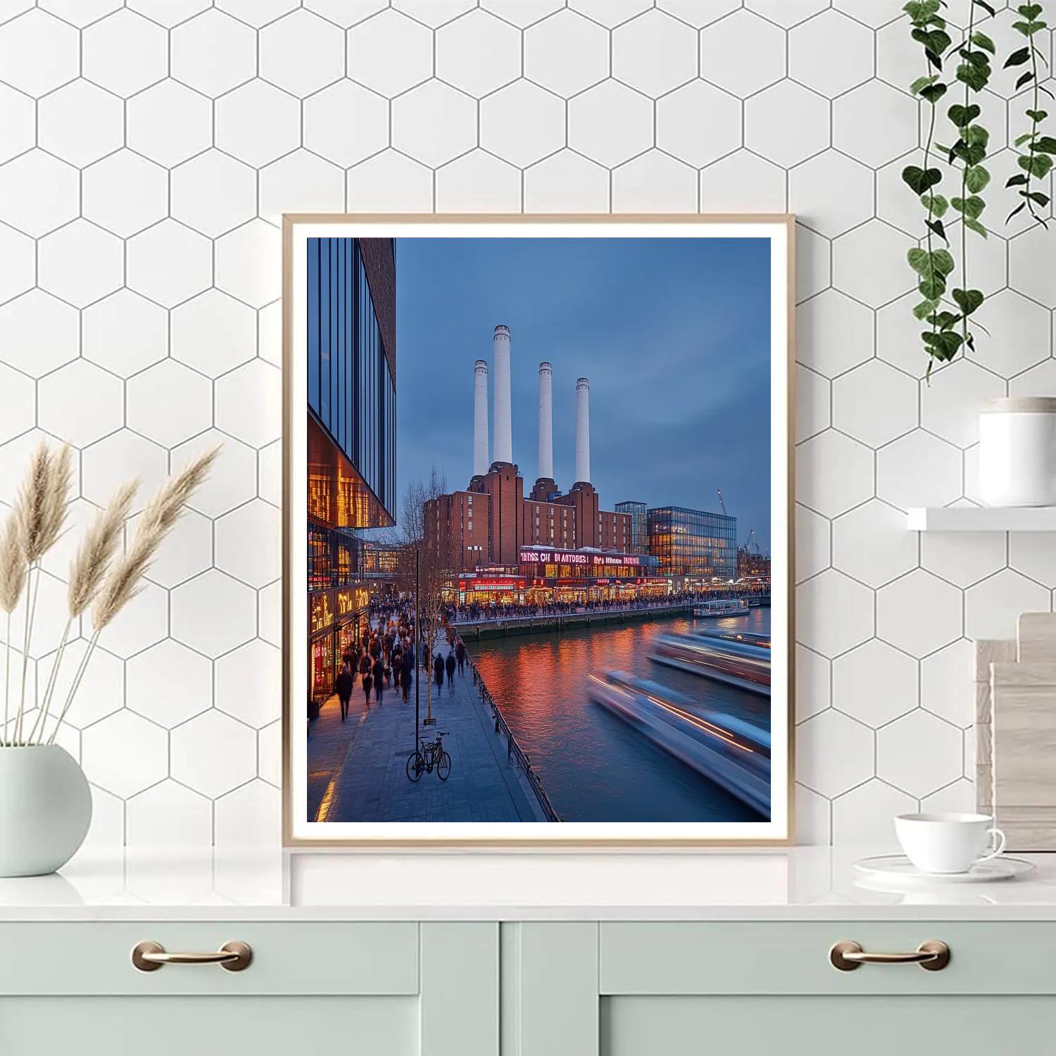 Battersea Power Station Riverfront Glow London United Kingdom DIY paint by numbers