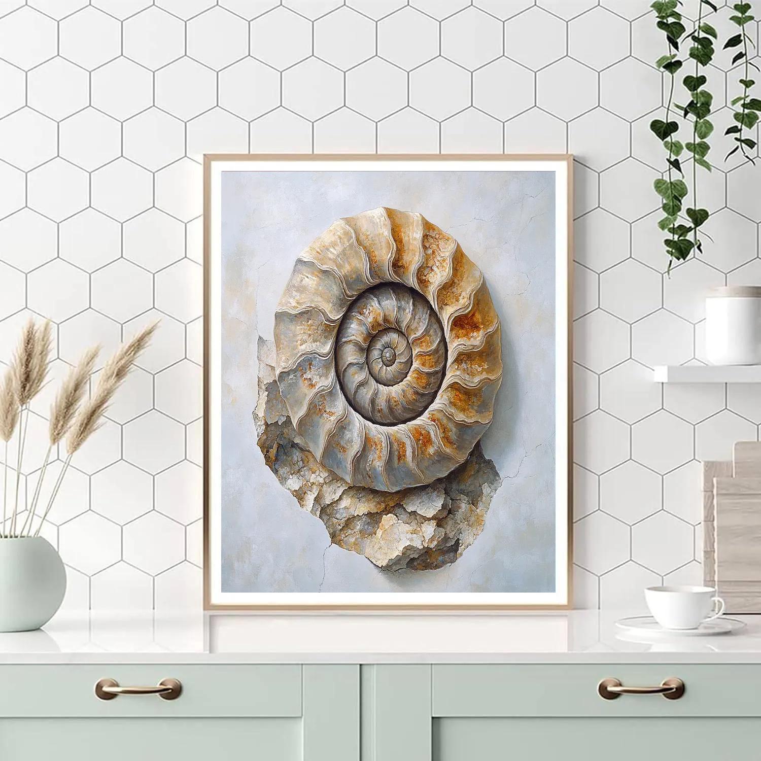 Leonardo Da Vinci Inspired Fossil Spiral In Quiet Stone DIY paint by numbers