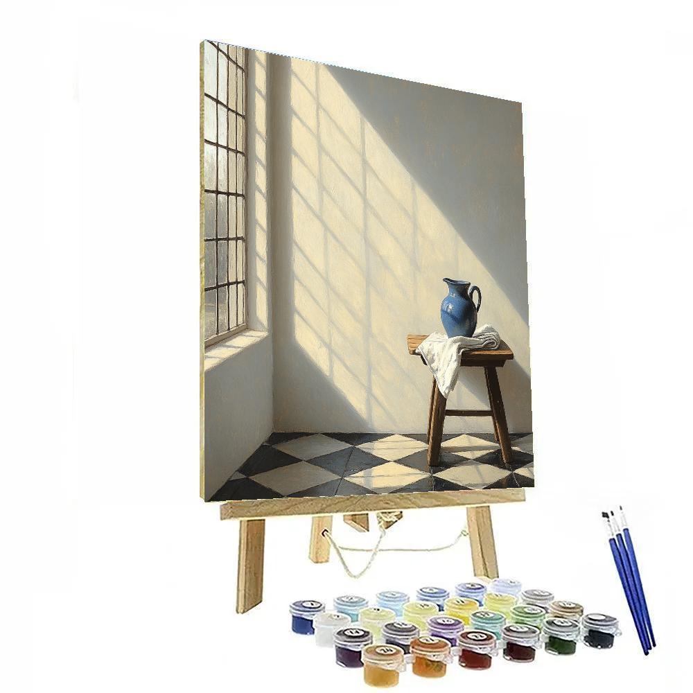 Johannes Vermeer Inspired Lapis Light On Delft Tile Floor paint by color