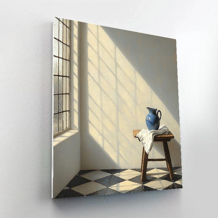 Johannes Vermeer Inspired Lapis Light On Delft Tile Floor paint by color