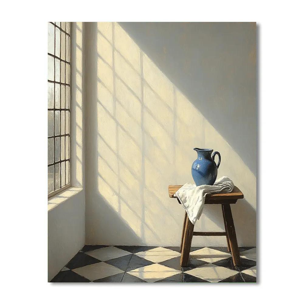 Johannes Vermeer Inspired Lapis Light On Delft Tile Floor paint by color