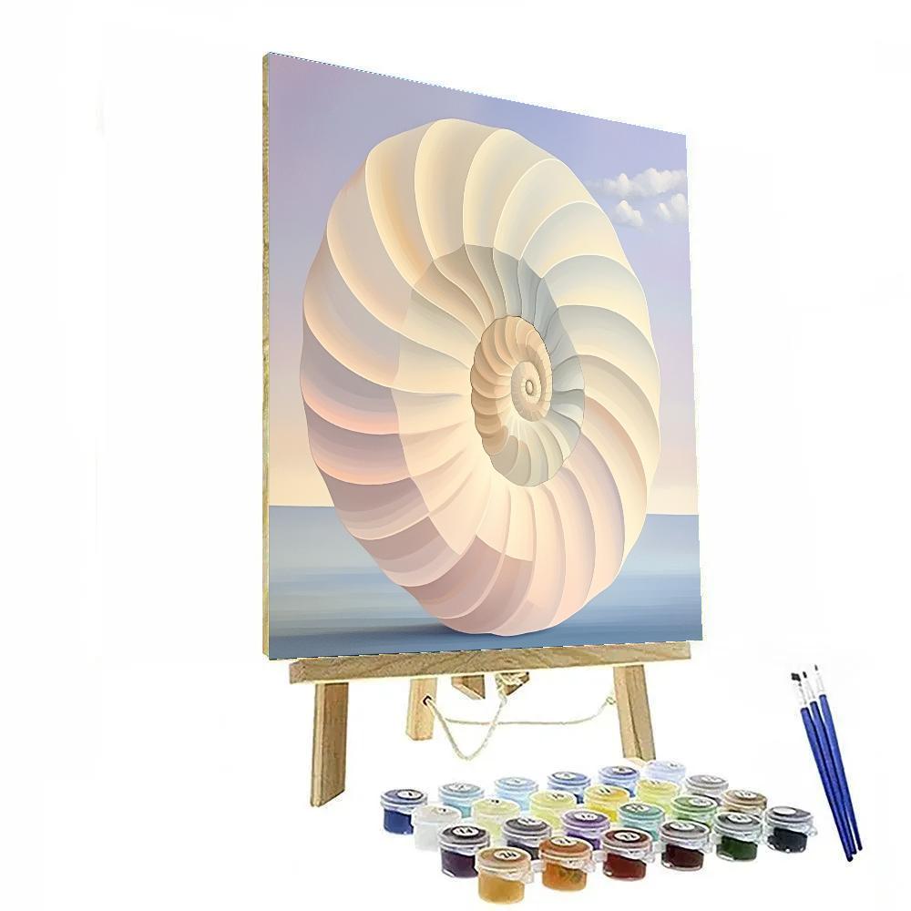 Georgia O’Keeffe Inspired Ivory Shell And Indigo Horizon Abstraction paint by number