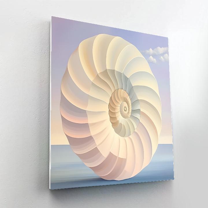 Georgia O’Keeffe Inspired Ivory Shell And Indigo Horizon Abstraction paint by number