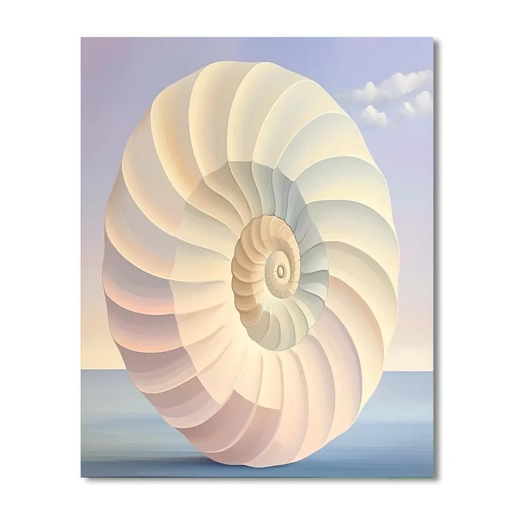 Georgia O’Keeffe Inspired Ivory Shell And Indigo Horizon Abstraction paint by number