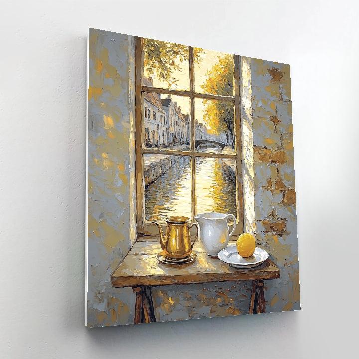 Johannes Vermeer Inspired Still Life With Brass Basin And Canal Reflection painting number kit