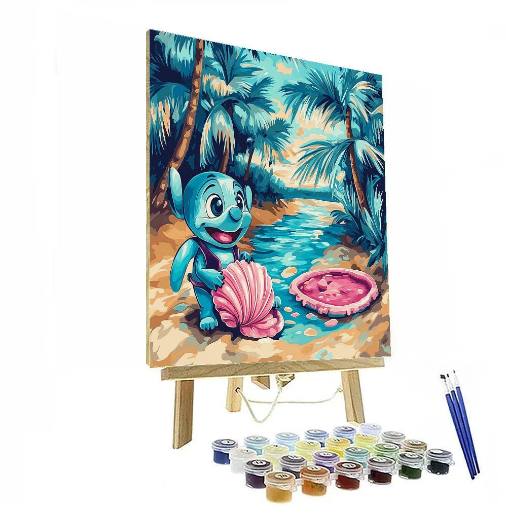 Stitch Tropical Shell Hunt Disney Inspired paint by color