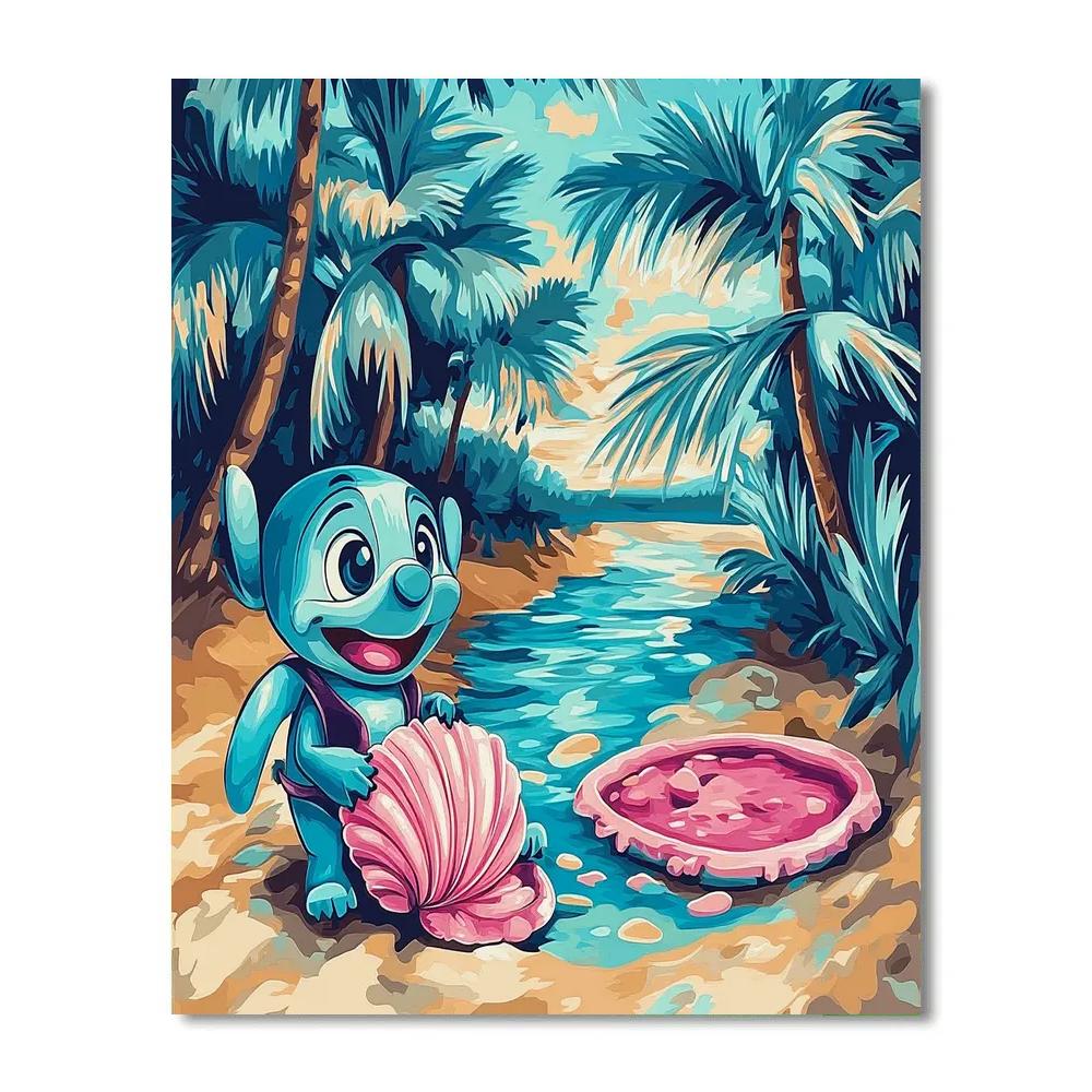 Stitch Tropical Shell Hunt Disney Inspired paint by color