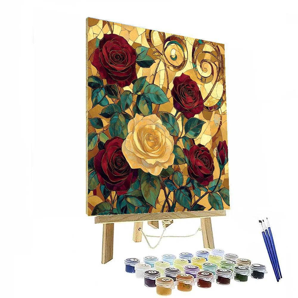Gustav Klimt Inspired Golden Garden Of Roses Paint by numbers kits