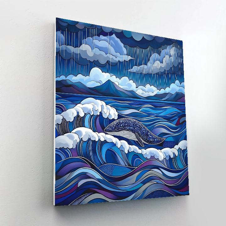 Katsushika Hokusai Inspired Stormy Ocean With Whale Breach Numbered painting kits