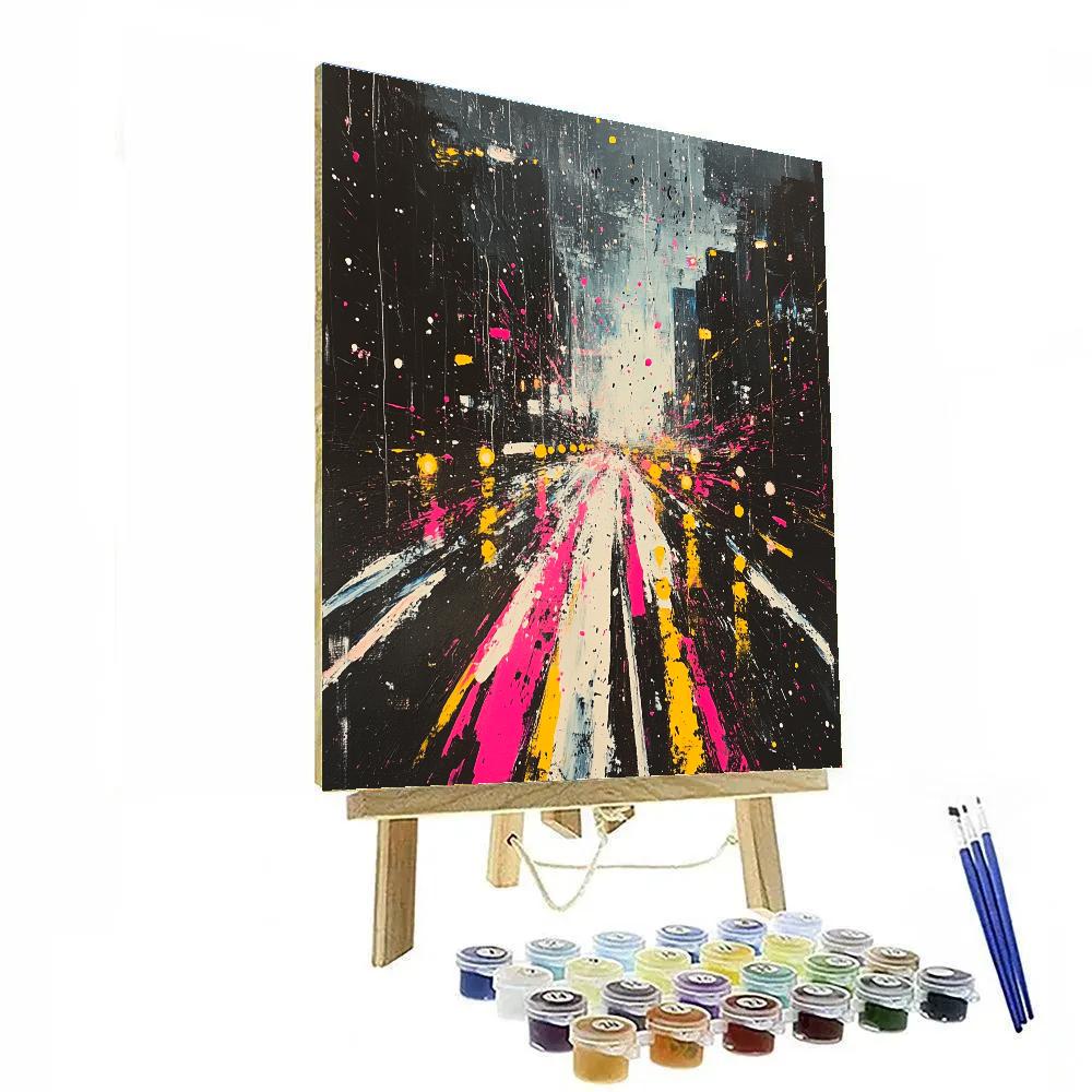 Jackson Pollock Inspired Citylights After Rain DIY paint by numbers