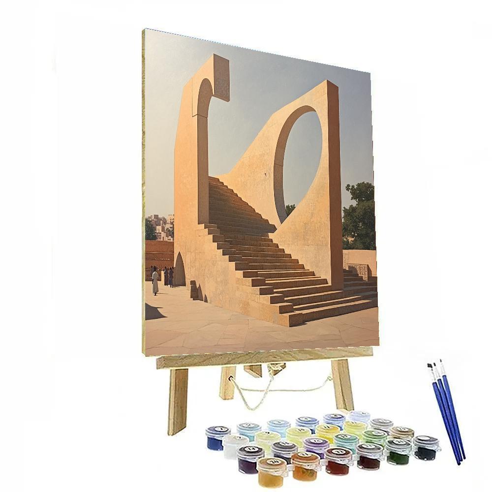 Golden Sandstone Geometry Of Jantar Mantar Jaipur India Paint by numbers art