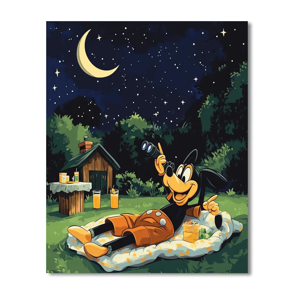 Goofy Backyard Star Gazing Disney Inspired Paint by numbers kits