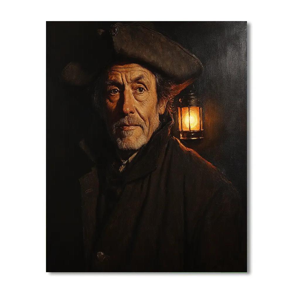 Rembrandt Inspired Portrait Of A Ship Captain At Twilight paint by numbers