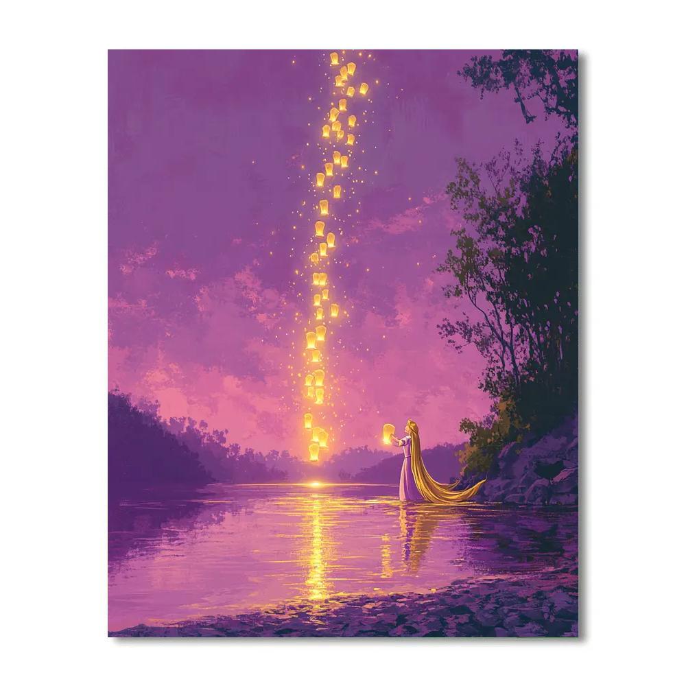 Rapunzel Lantern Lake Celebration Disney Inspired DIY paint by numbers