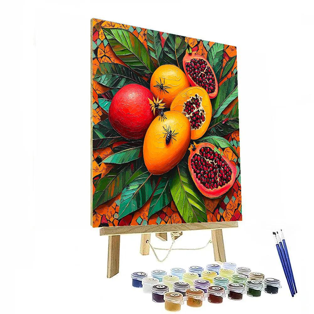 Frida Kahlo Inspired Botanical Still Life With Tropical Fruits Paint by numbers art
