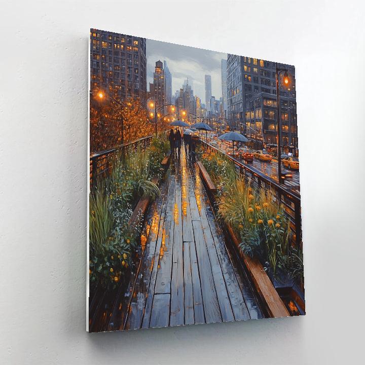 Rainy Reflections On The High Line New York City United States paint by numbers