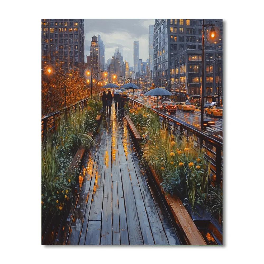 Rainy Reflections On The High Line New York City United States paint by numbers