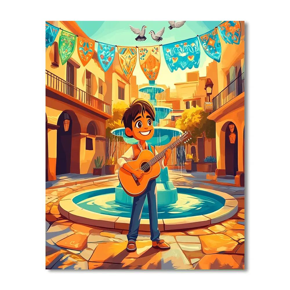 Miguel Music Plaza Morning Disney Inspired Numbered painting kits