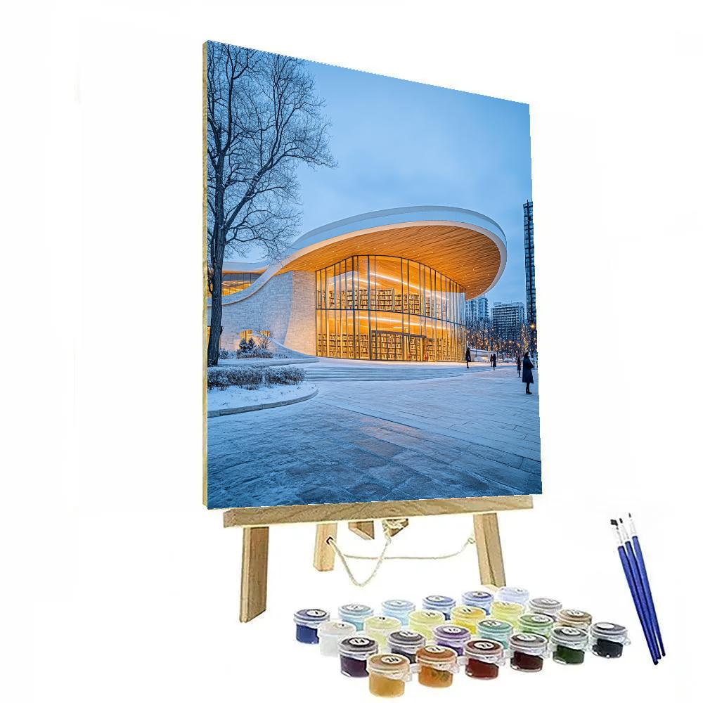 White Stone Glow Of The Helsinki Central Library Oodi Finland DIY paint by numbers