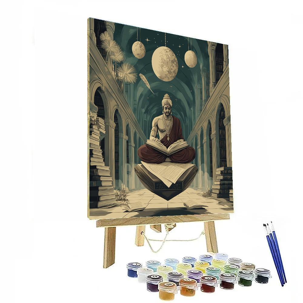 Library Of Creation With Brahma In The Middle paint by number