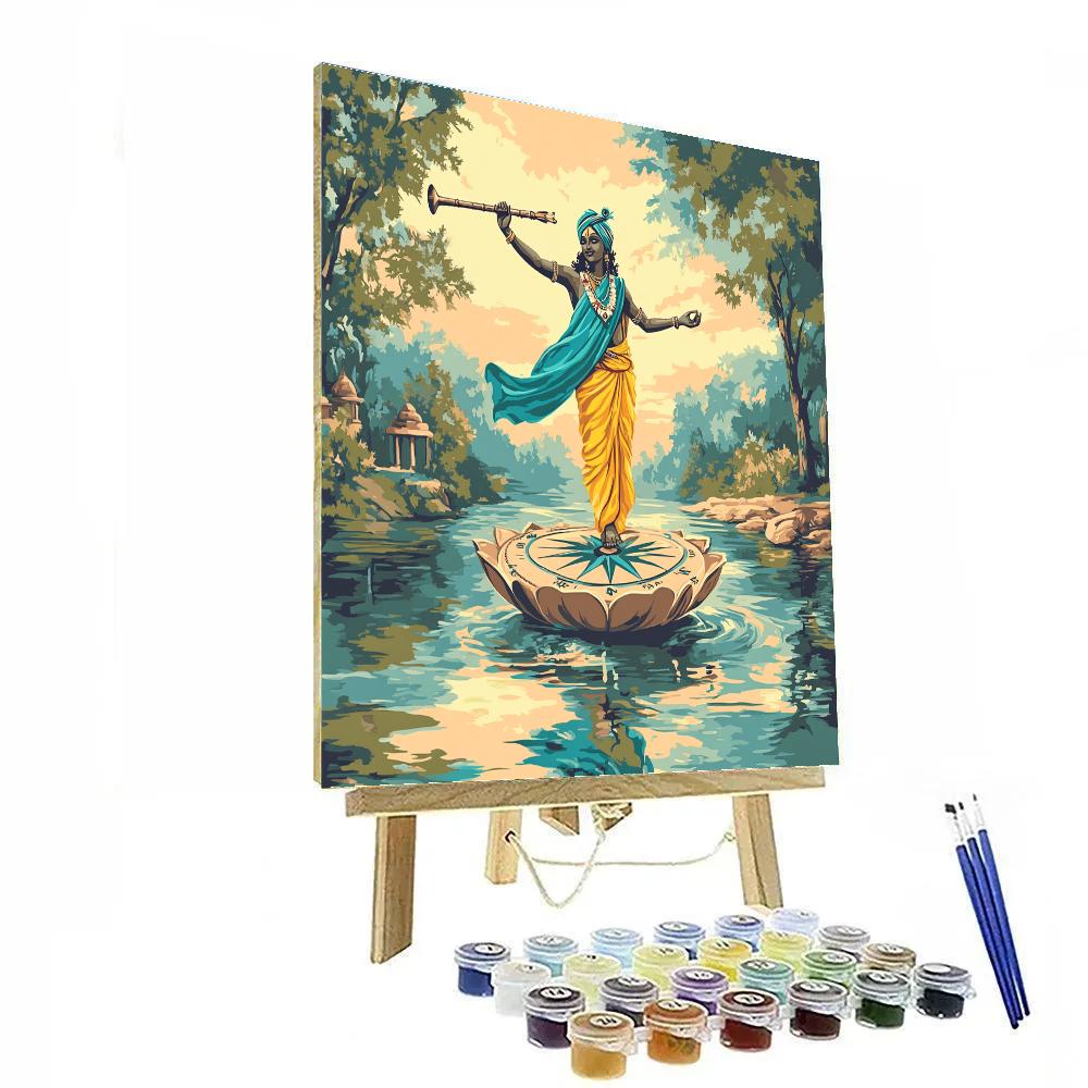 Krishna Balancing On The Lotus Compass Paint by numbers kits